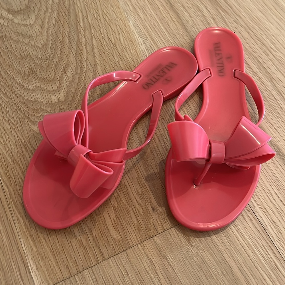 Valentino Rubber Bow Accents Slides
